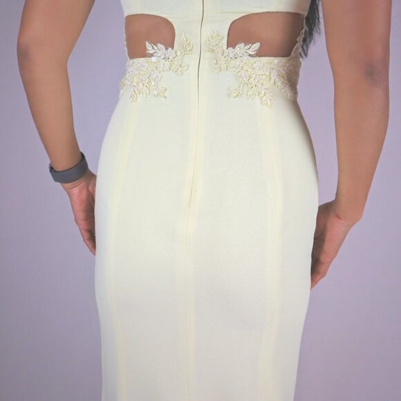 NWT Marchesa Notte Yellow Fields Lace Formal Gown $1245 - Picture 10 of 13